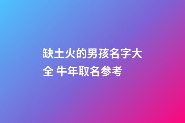 缺土火的男孩名字大全 牛年取名参考